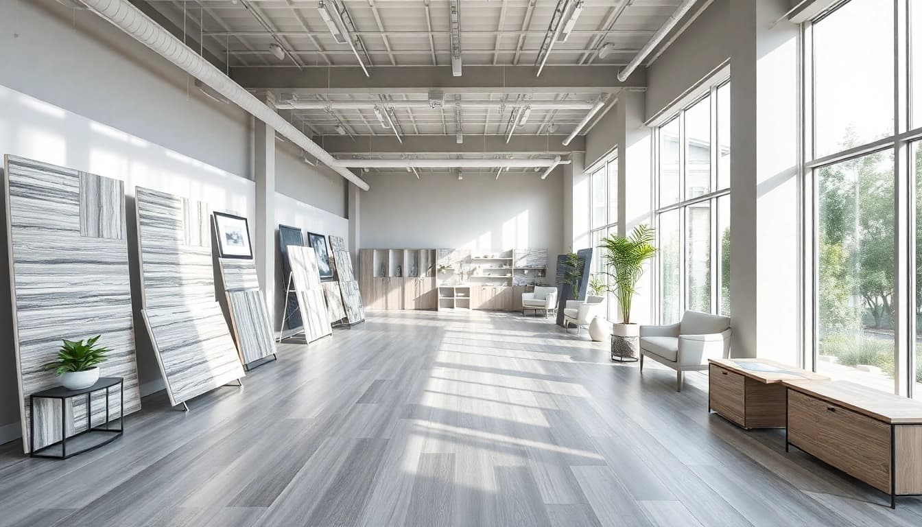 Browse diverse flooring options at flooring stores near me with engaging displays and inviting lighting.