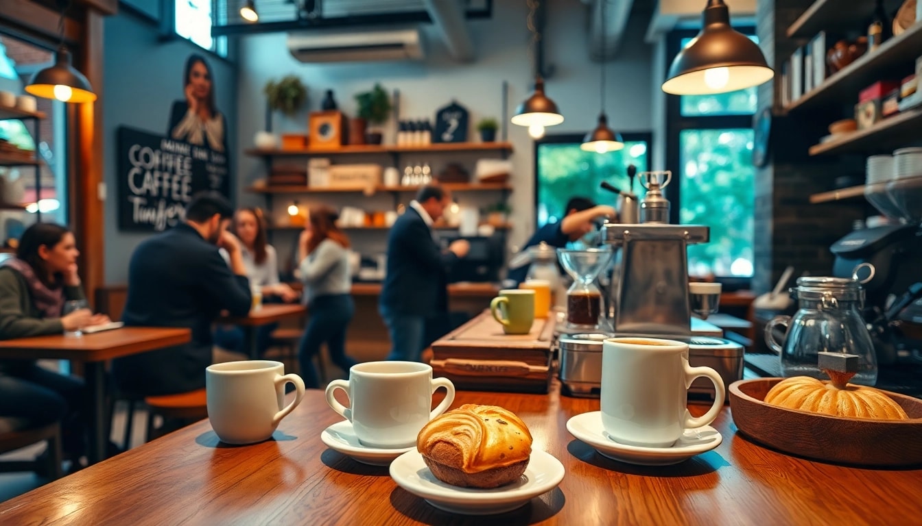 Visitez un Coffee shop Madrid animé où les clients savourent des cafés artisanaux.