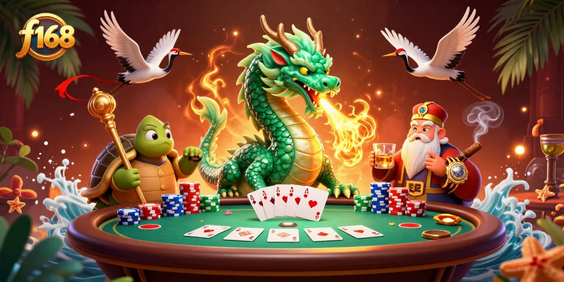 Engage with the exciting world of f168 casino games featuring a dynamic scene with a jade dragon and poker elements.
