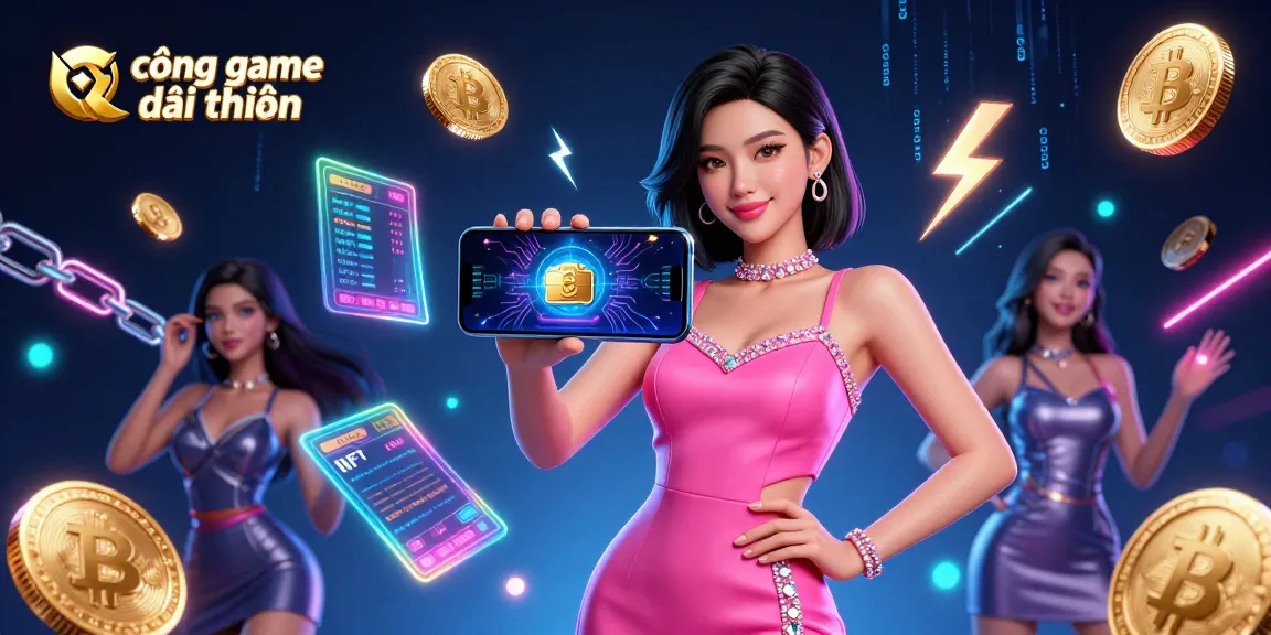 Engage with cổng game đổi thưởng featuring a vibrant scene of a glamorous woman enjoying a live casino game.