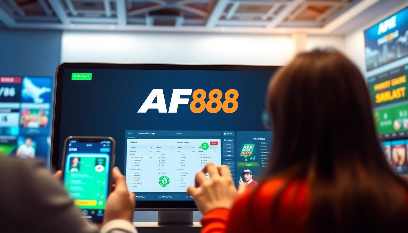 AF88 online betting interface showcasing users engaged in a dynamic digital gambling experience