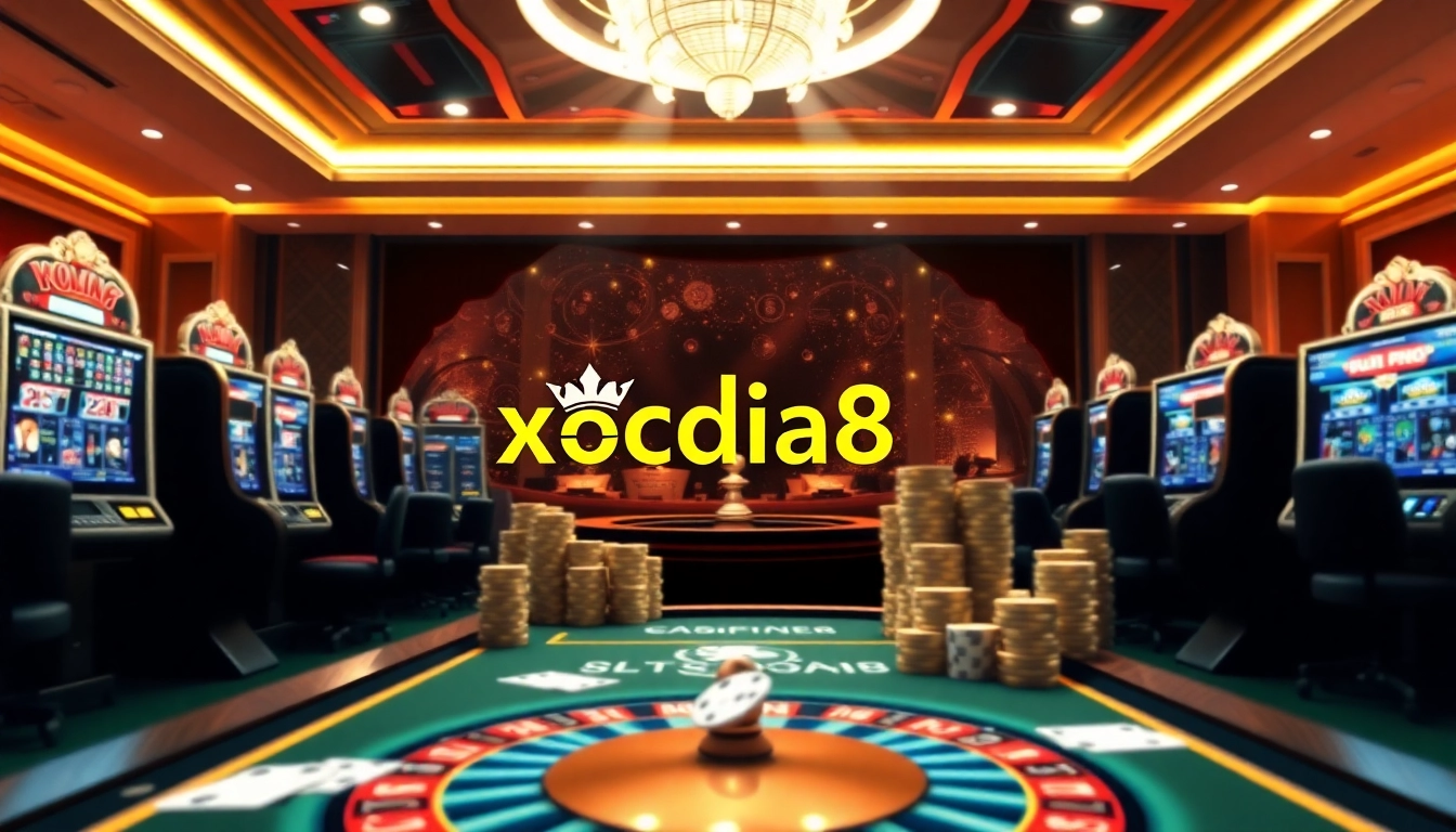 Xocdia88 showcases a thrilling online gambling experience with vibrant graphics and engaging casino elements.