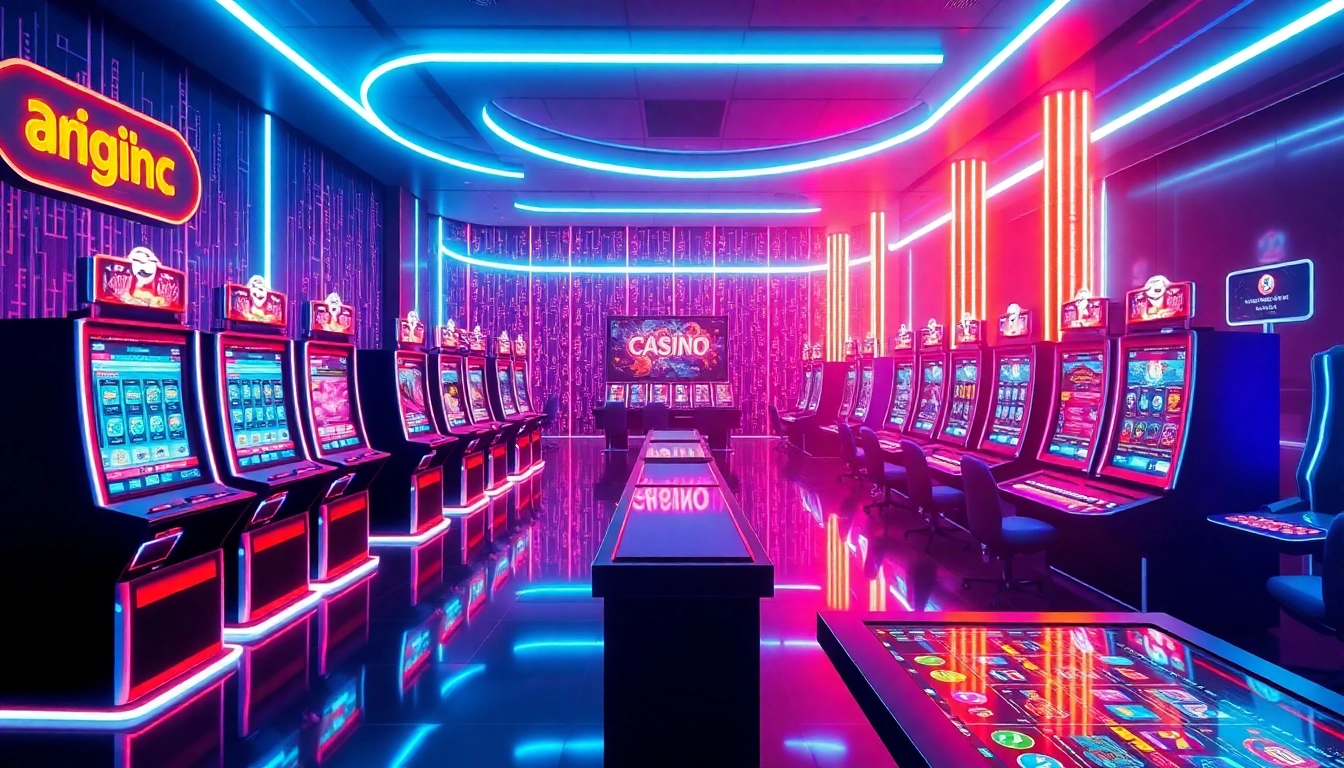 Enjoy an immersive casino experience showcasing New Technology with holographic games and VR equipment.