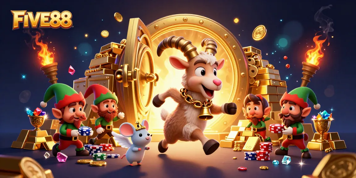 Engage in thrilling play at FIVE88's vibrant casino with magical treasures and playful characters.