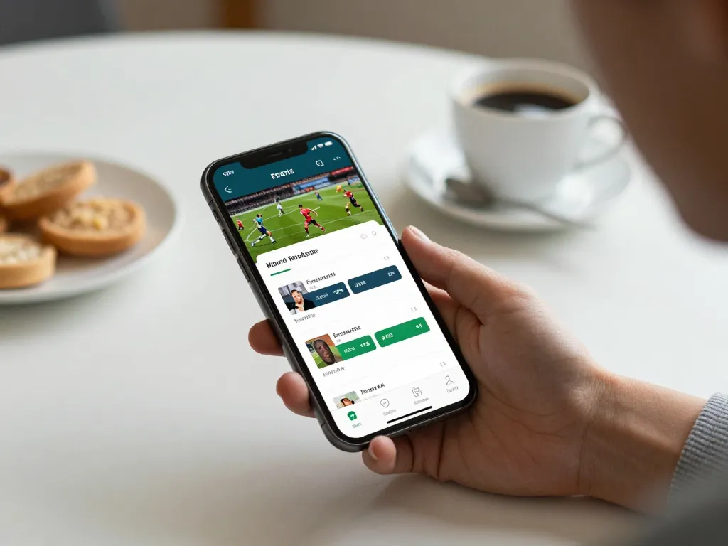 88AA user engaging in sports betting using smartphone at home, highlighting live odds for betting insights.