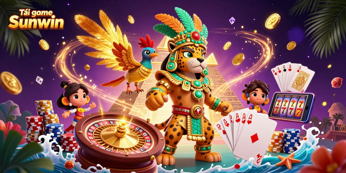 Tải game Sunwin by engaging in an exciting casino adventure with vibrant characters and sparkling elements.