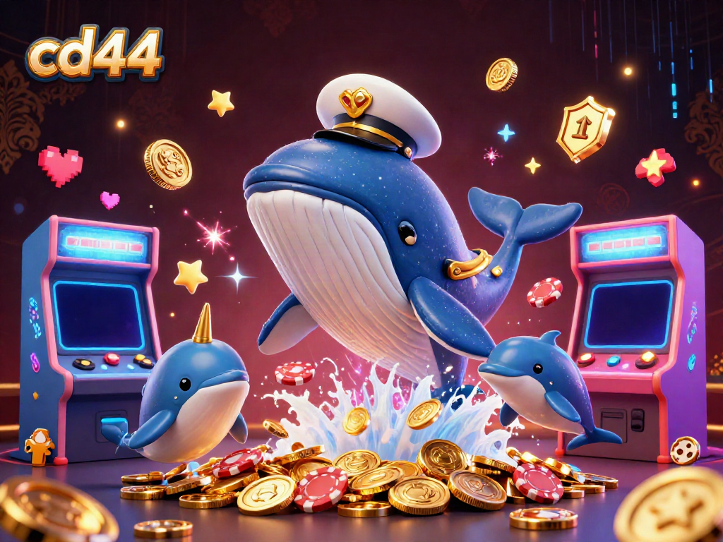Experience luxury with cd44 as a whale breaches through a sea of coins while dolphins handle poker chips
