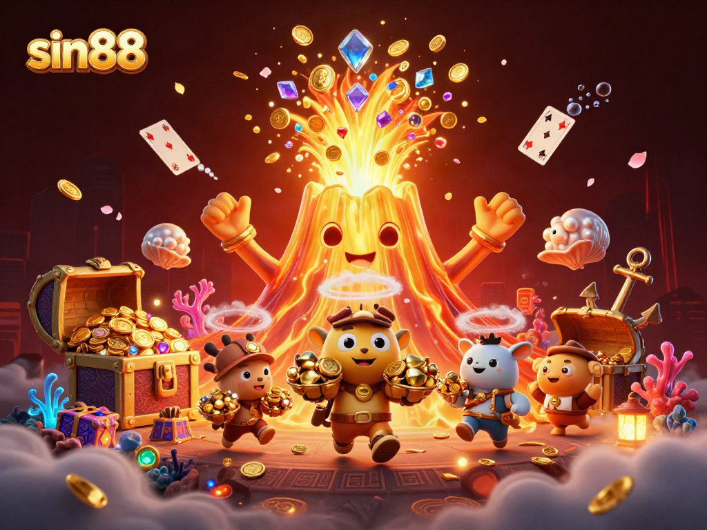 Experience thrilling gaming adventures at sin88 with a vibrant scene of treasures and excitement.