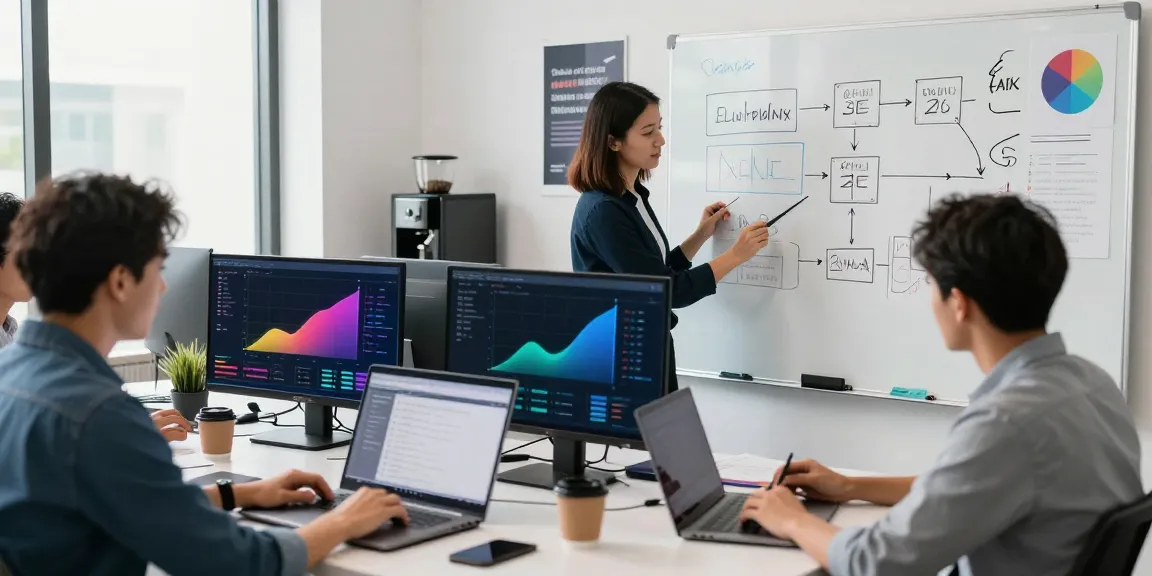 SEO specialists collaborating on instant indexing strategies in a modern office.