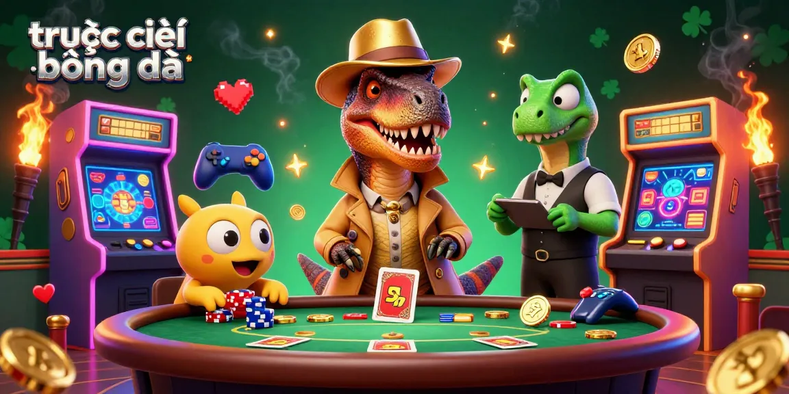 Experience the excitement of trực tiếp bóng đá with vibrant gaming characters at a lively sports betting table.