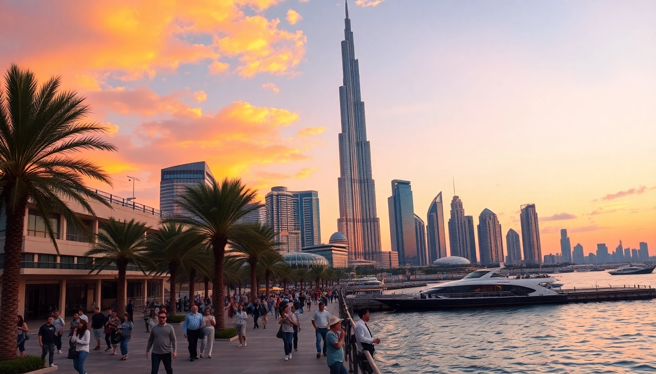 Experience breathtaking sights of Dubai's skyline during sunset, capturing the essence of Travel to Dubai.