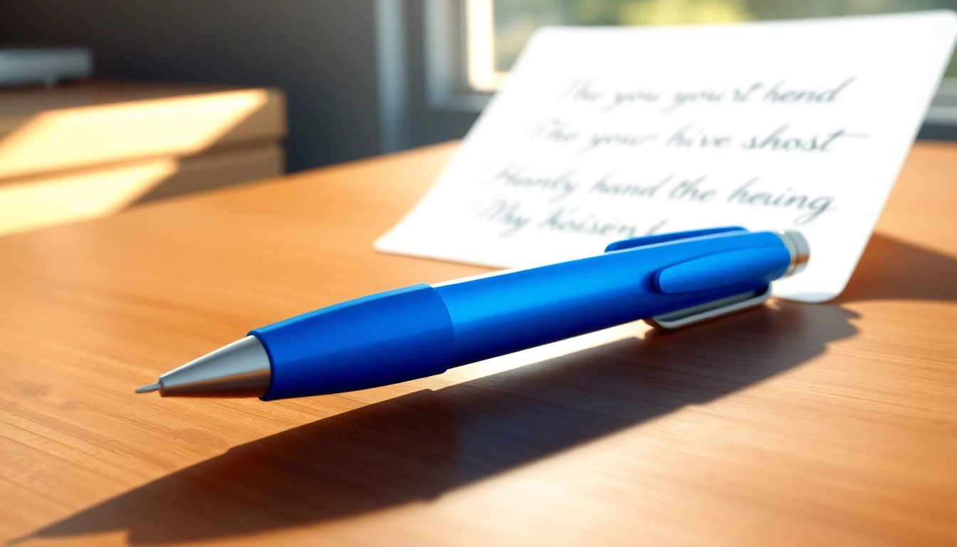 Write effortlessly with the blue handwriting pen, designed for smooth and precise lettering on any paper surface.
