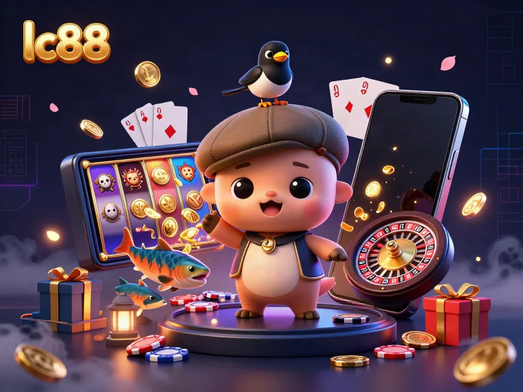 Experience the thrill of lc88 with vibrant casino characters and exciting game elements in a playful scene.