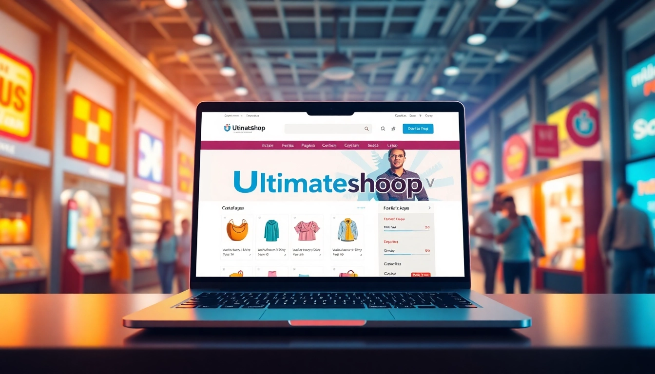 Showcase a bustling ecommerce scene with Ultimateshop vc for engaging online shopping experiences.