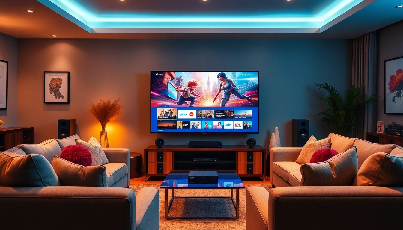 Stream iron tv pro on a modern home entertainment system showcasing vibrant content and cozy ambiance.