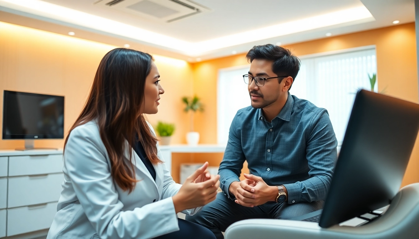 Consultation at アイランドタワークリニック with a caring consultant, creating a welcoming atmosphere.