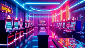 Enjoy an immersive casino experience showcasing New Technology with holographic games and VR equipment.