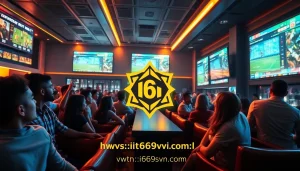 Excited sports enthusiasts enjoying betting at https://ii69vn.com/ with vibrant screens.