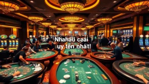 Experience the excitement with Nhà cái uy tín nhất while playing at lively casino tables filled with joyful gamblers.