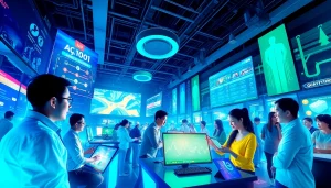 Engaging scene of LIÊN MINH KJC showcasing diverse users enjoying online entertainment platforms amid modern technology.