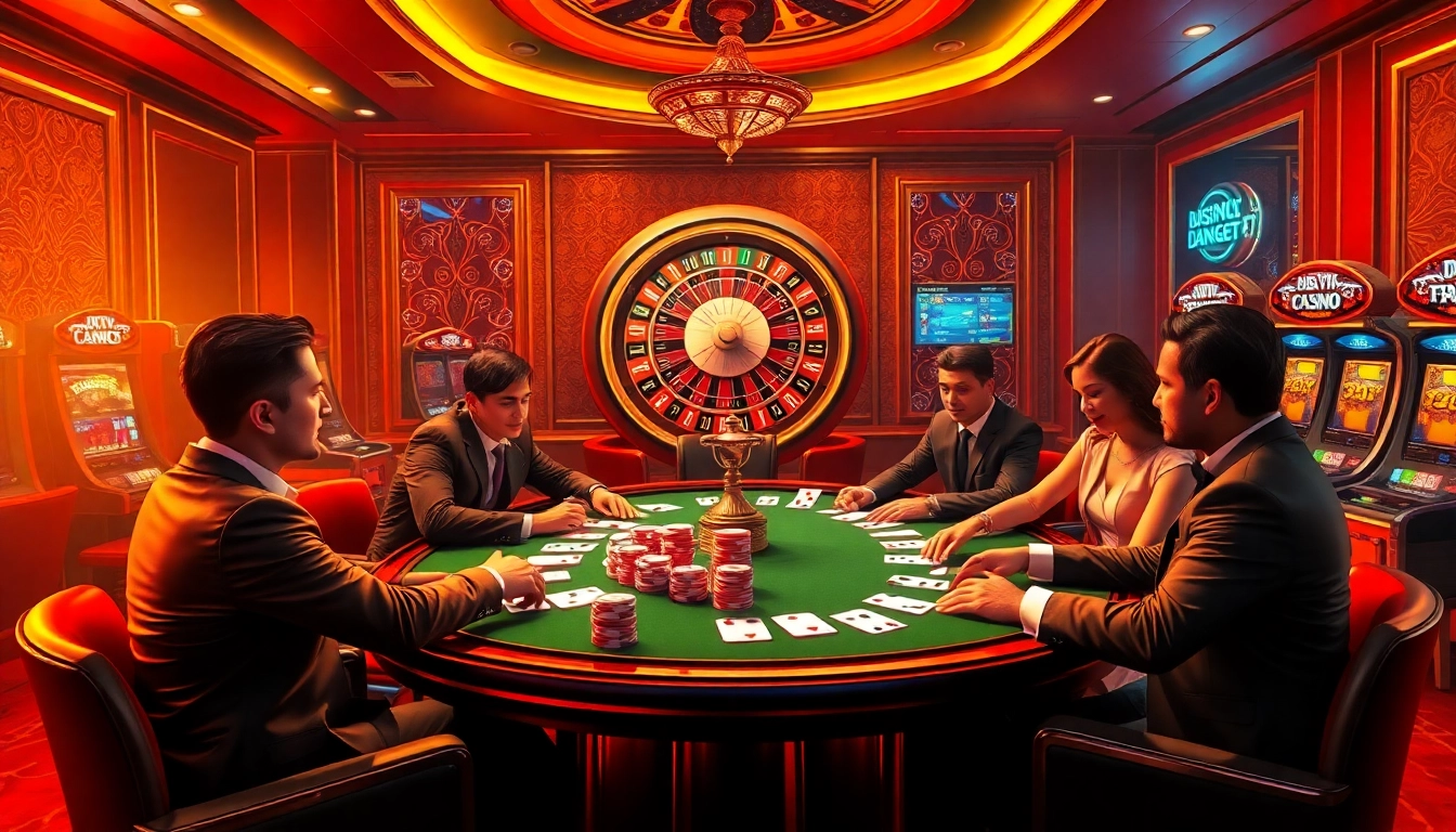 Experience thrilling gameplay at https://winbet7.vip/ with players engaging in poker under luxurious casino lights.