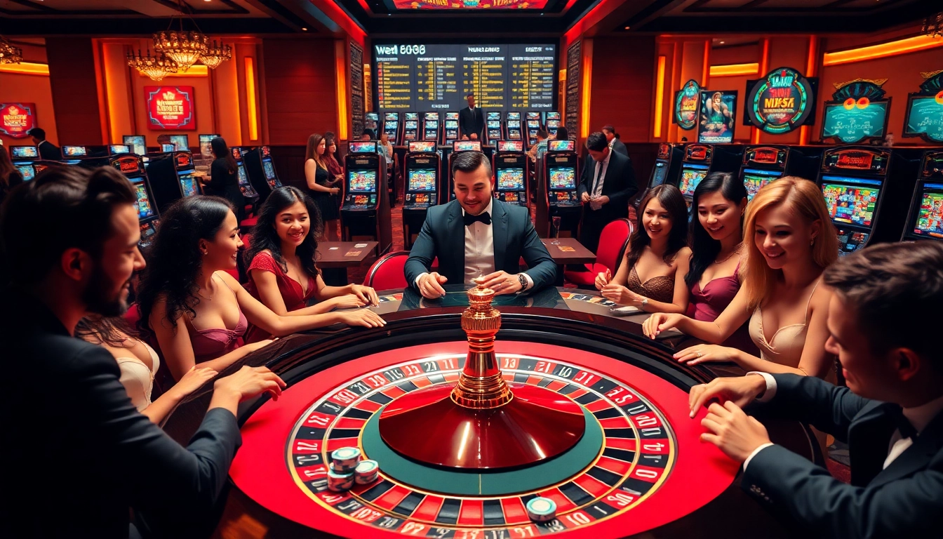 new88 casino scene featuring roulette and players excitedly engaging in betting