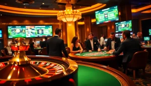 Experience the thrill of betting with 7m in a lively casino setting featuring poker and soccer.
