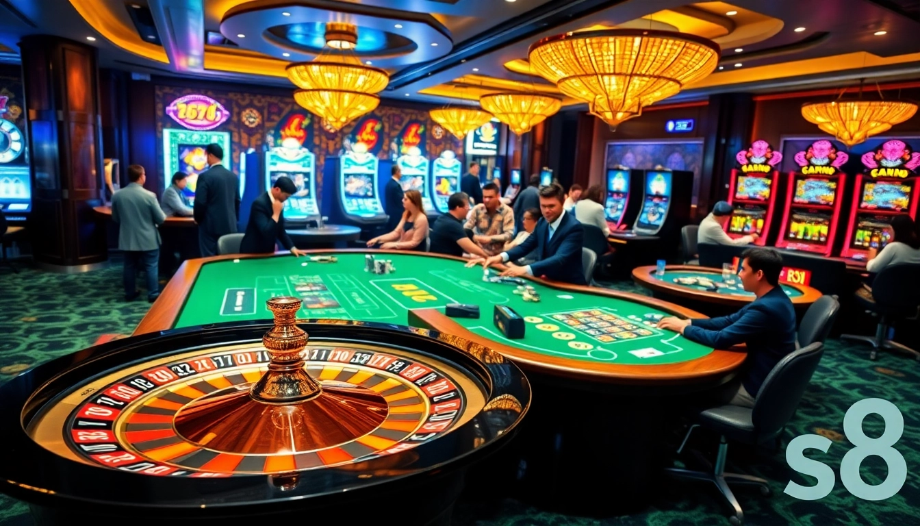 Experience the thrill of gambling at S8's luxurious casino tables with vibrant games and dealers.
