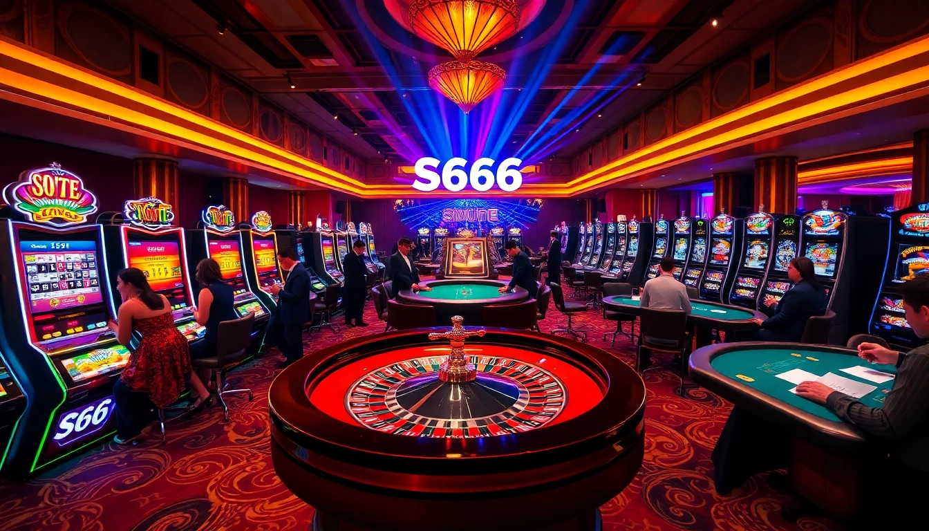Experience the thrill of gaming at S666 com with vibrant casino visuals showcasing excitement.