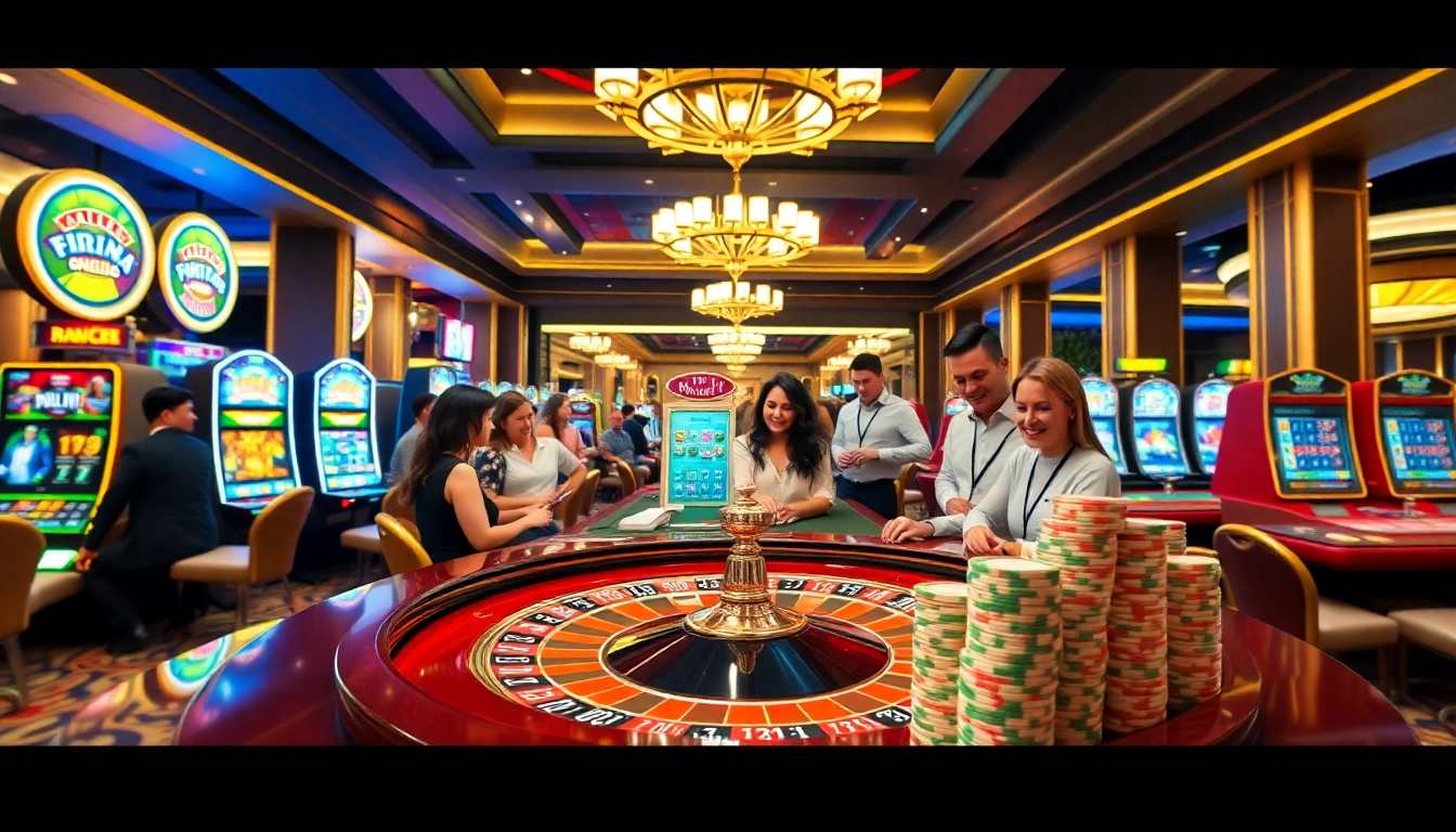 Experience the thrill of gambling with vivid scenes from https://mm88.bar/ featuring roulette tables and excited players.