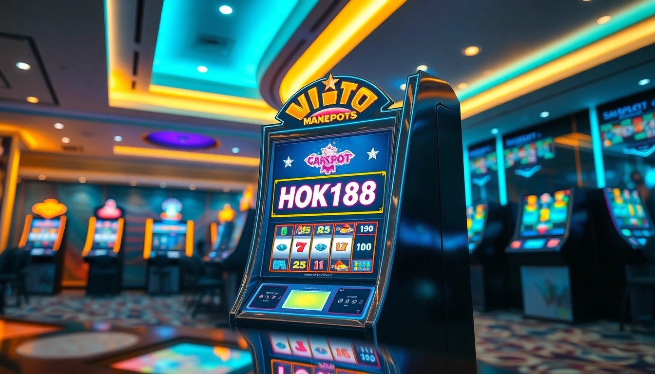 Experience the excitement of gaming at HOKI138 with a luxurious slot machine display.