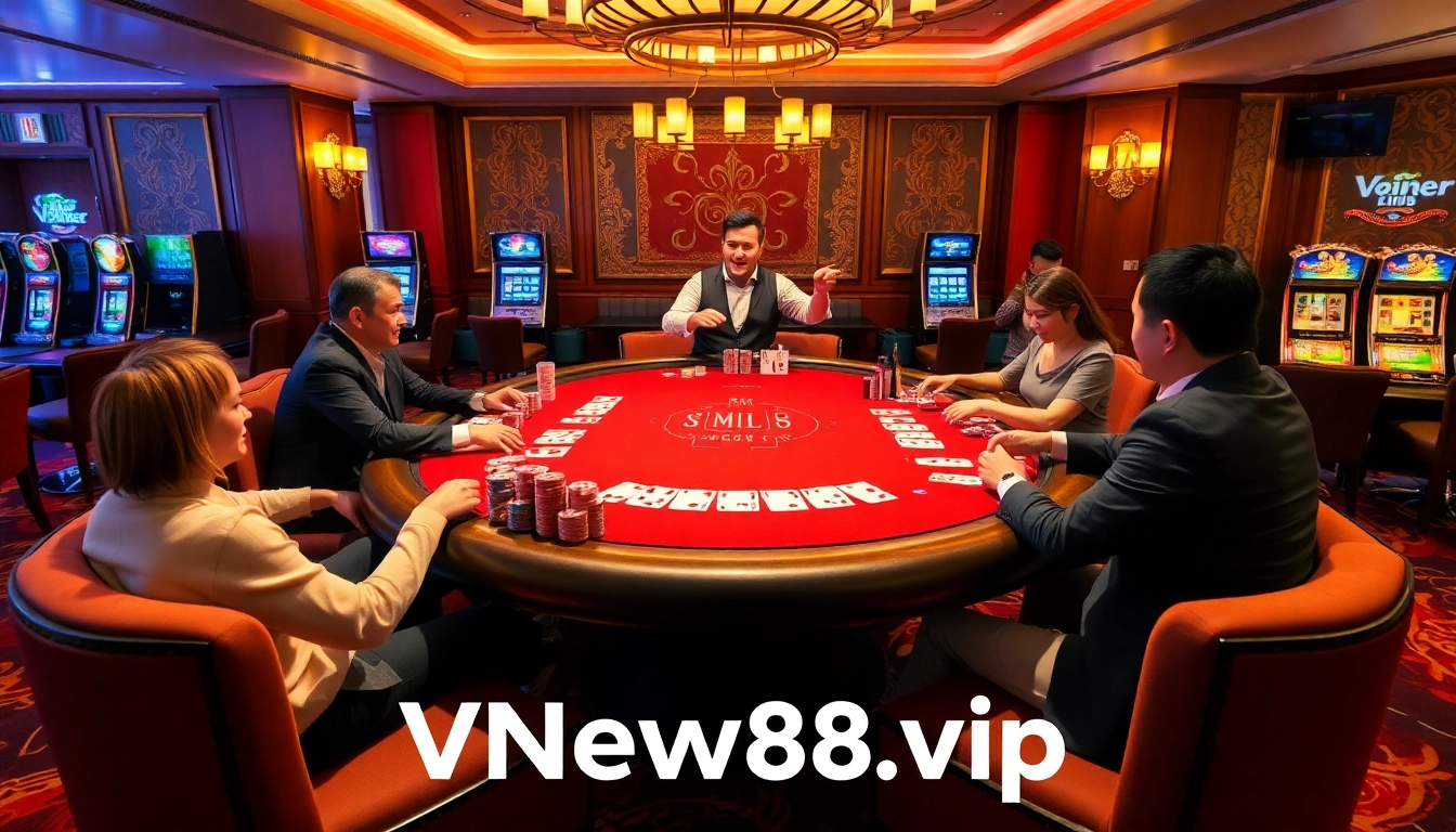 Experience high-stakes poker excitement at https://vnew88.vip/ featuring vibrant casino atmosphere.