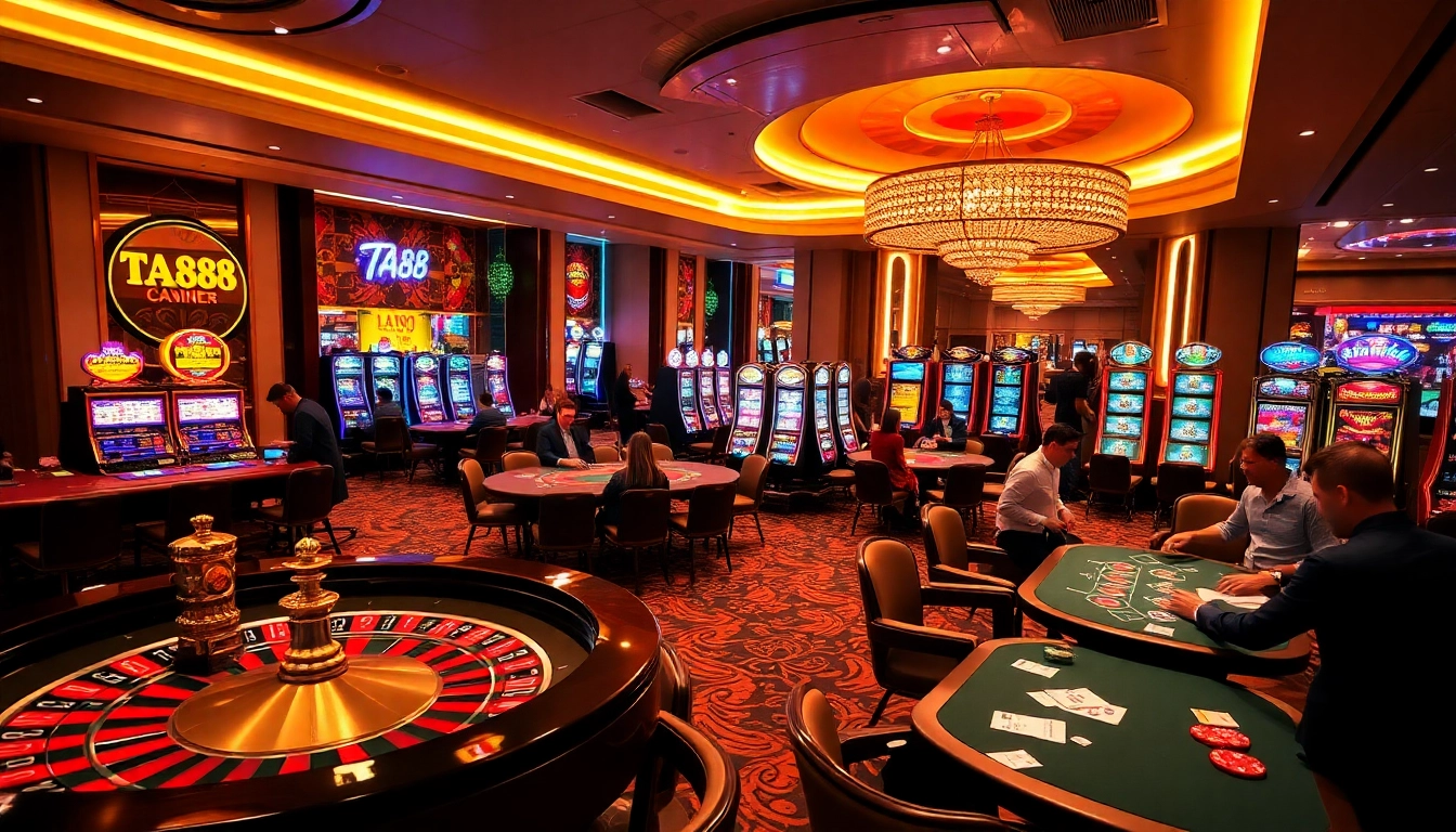 Engage in thrilling gameplay at TA88 casino with vibrant slot machines and exciting table games.