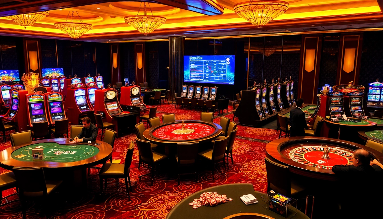 Experience top-tier gaming at https://rr88.lat/, showcasing vibrant tables and engaged players in a luxurious casino setting.
