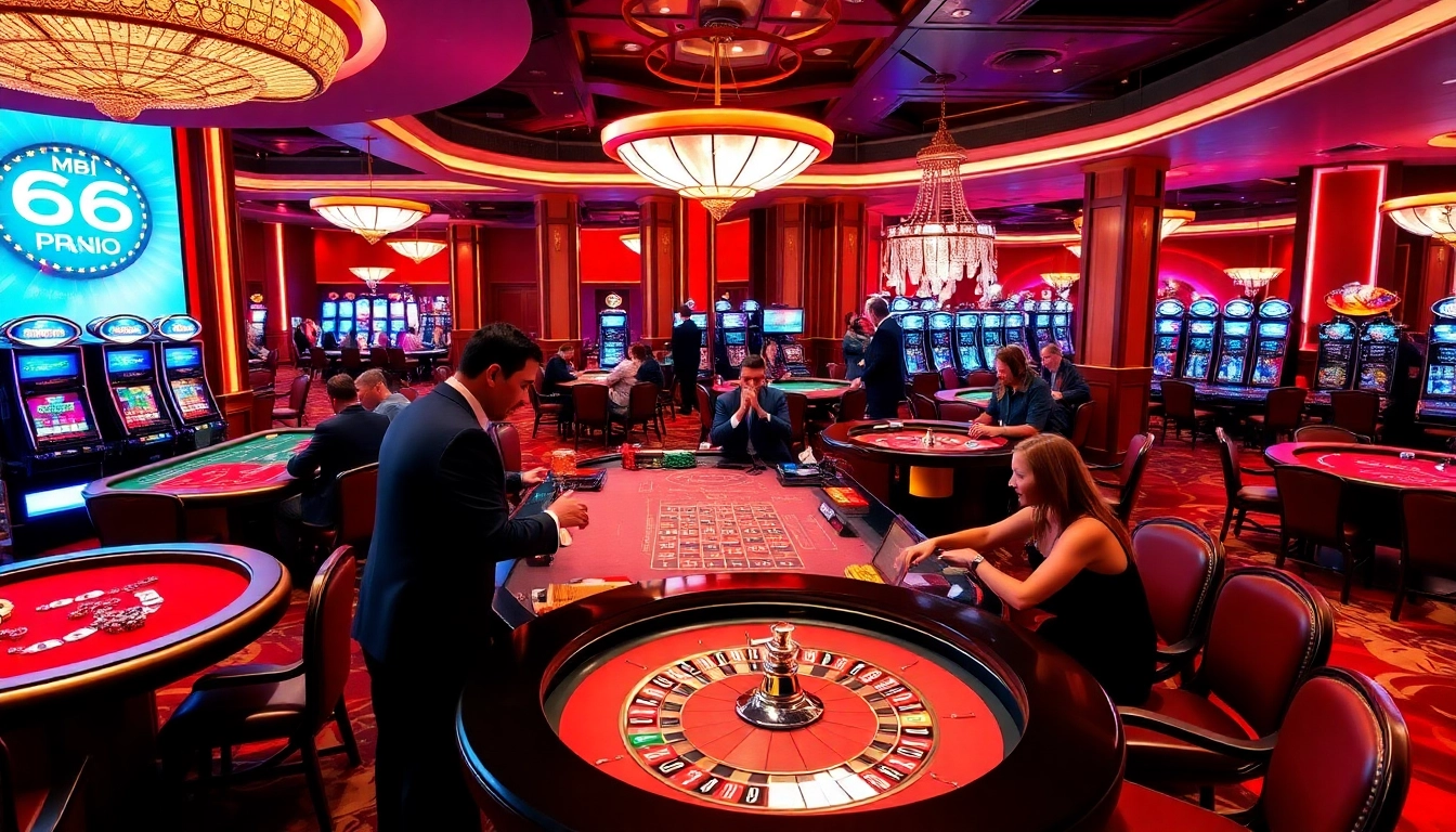 Gamblers enjoying a luxurious experience at MB 66 casino tables.