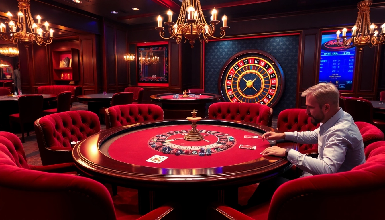 Experience high-stakes gaming at MM88 with luxurious casino tables and eager players.