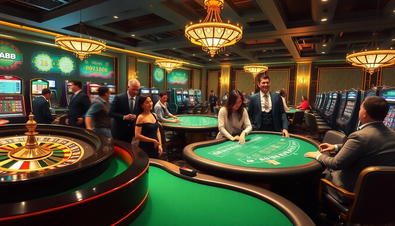 Players engaging in thrilling gambling at RR88's luxurious online casino tables