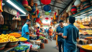 Lanka Ad marketplace in Sri Lanka featuring colorful stalls and friendly vendors.