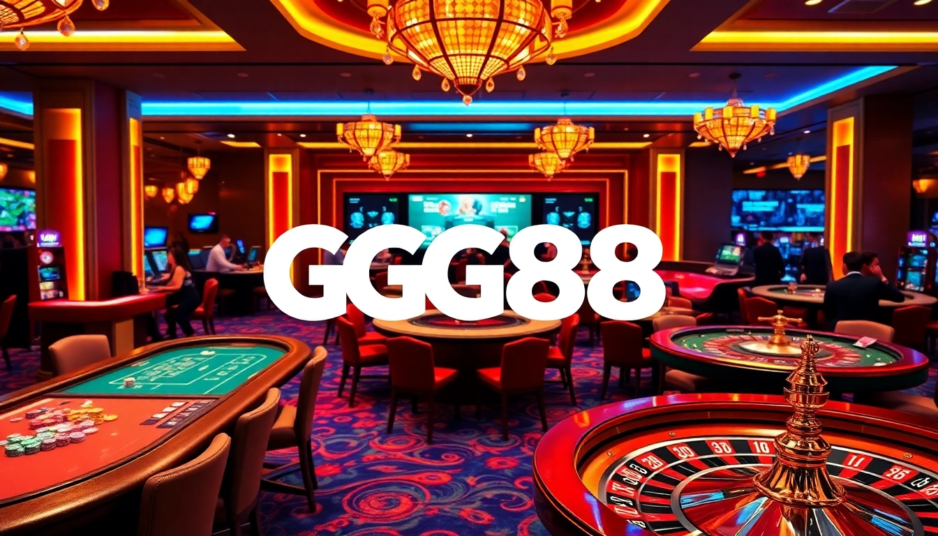 Experience a thrilling game at GG88 casino featuring vibrant gaming tables and lively players.
