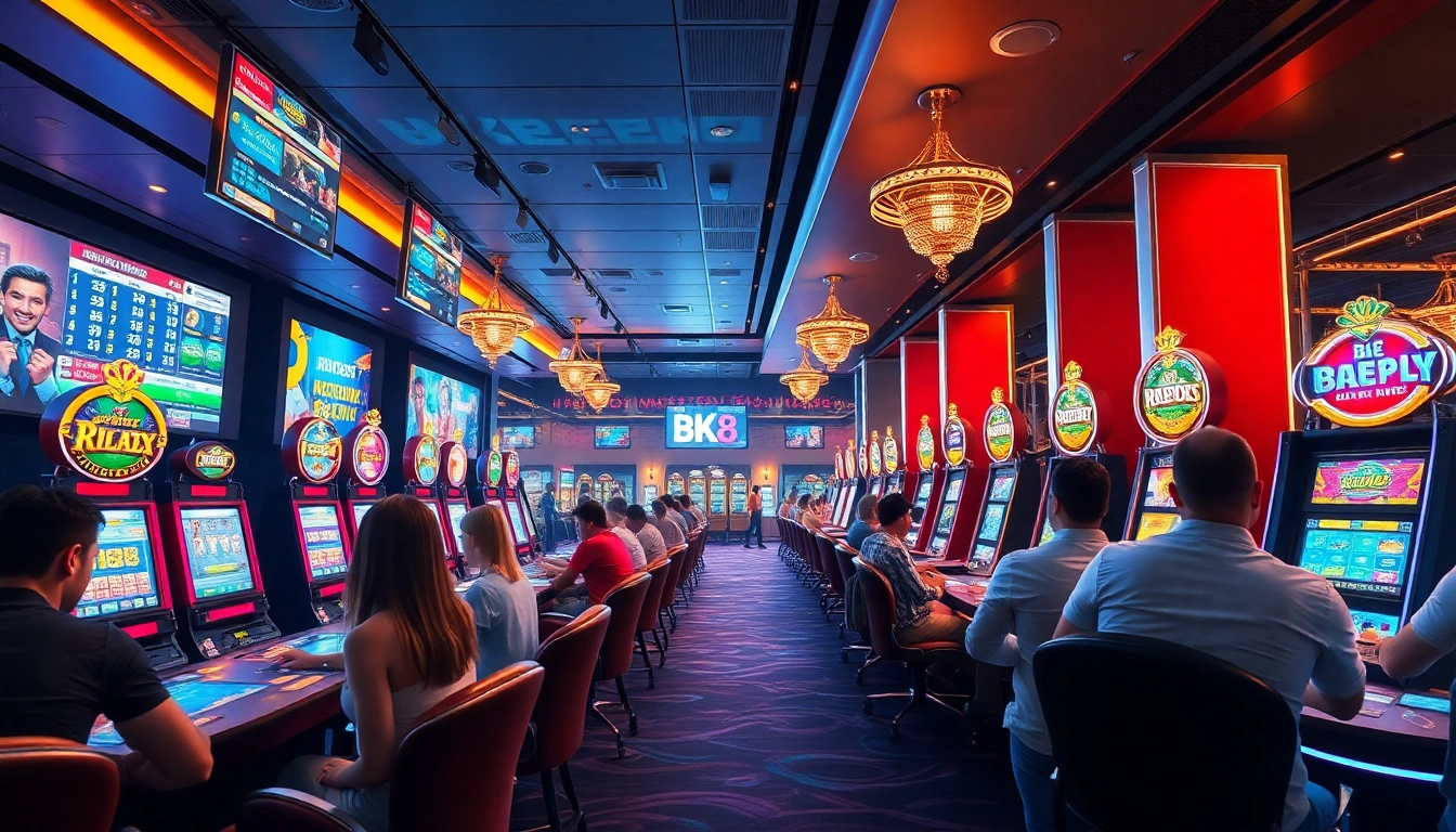 Exciting online casino scene at bk860s.com showcasing players enjoying games in a vibrant atmosphere.