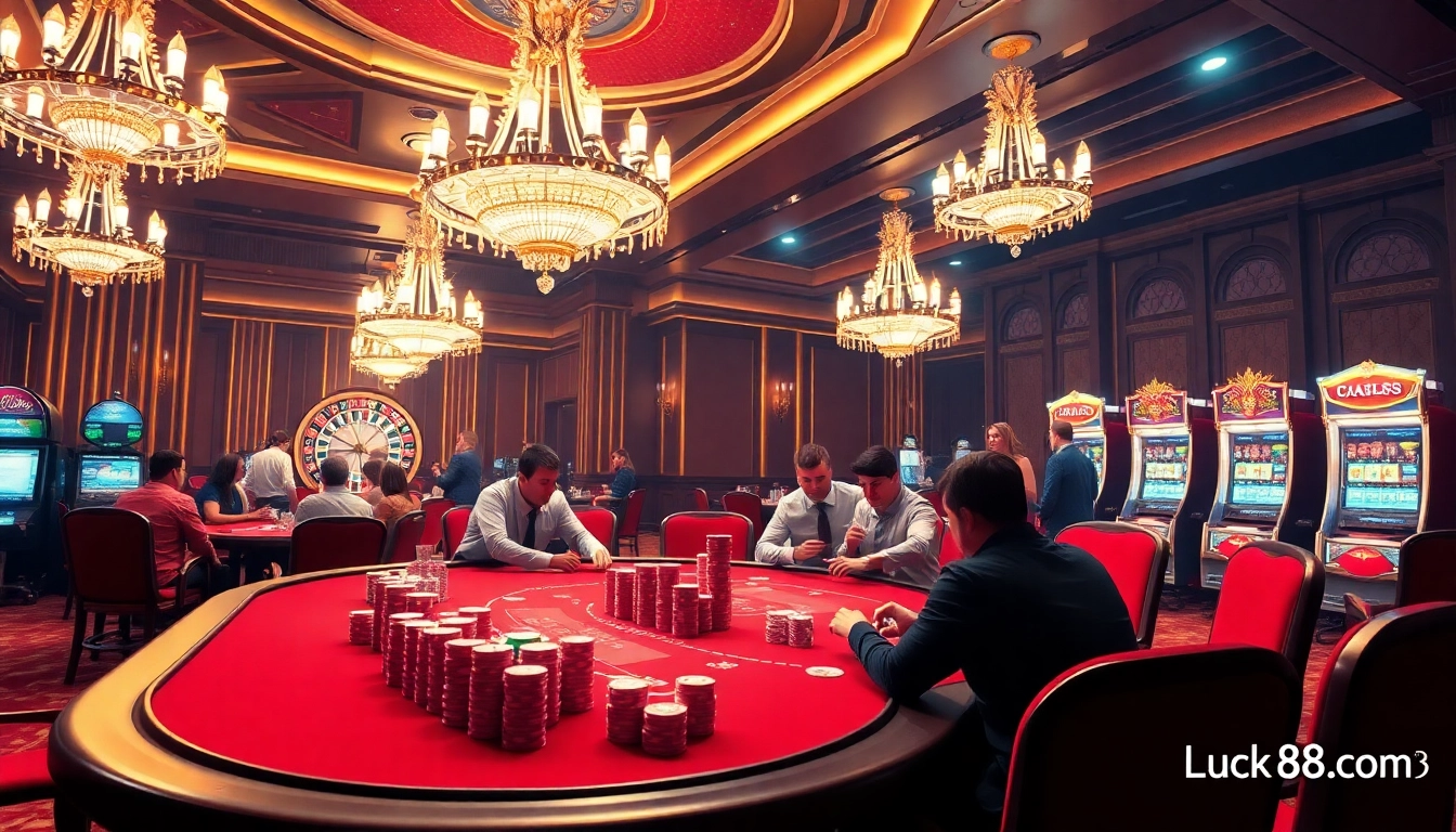 Trải nghiệm cảm giác hồi hộp của trò chơi cược cao với https://luck8.com tại một casino sang trọng.