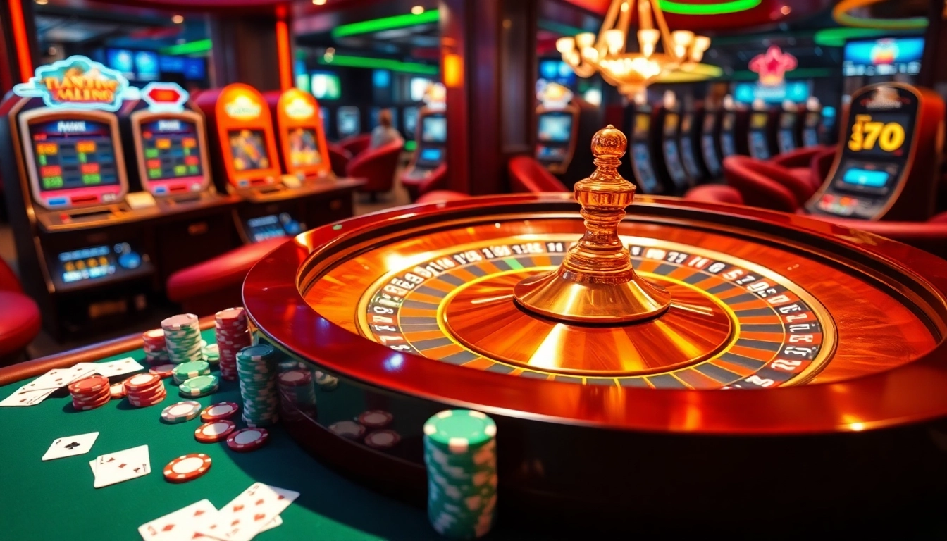 Engaging 789win casino scene featuring vibrant poker chips, cards, and a roulette wheel, emphasizing excitement.