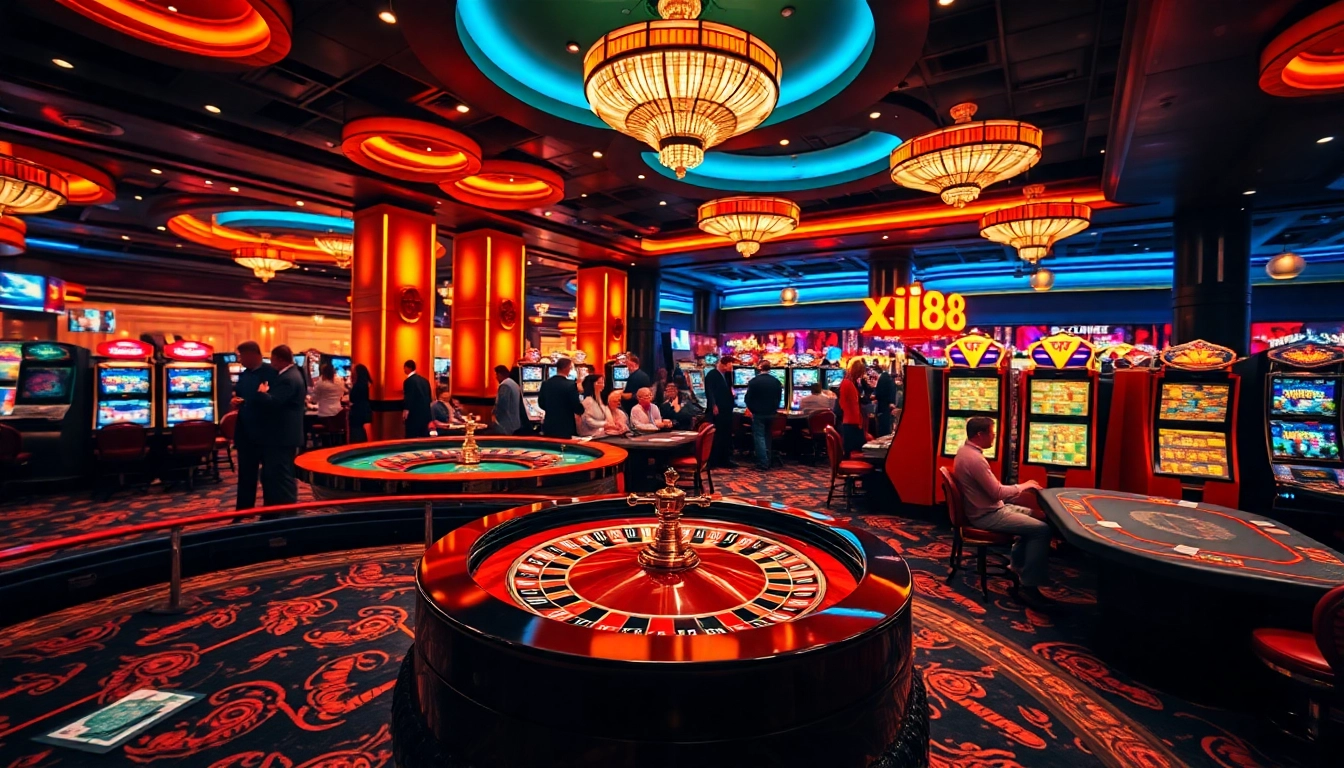 Experience the excitement of xin88 in a luxurious casino setting with roulette, poker, and slot machines.