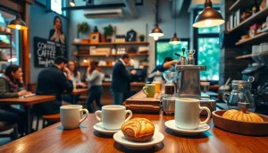 Visitez un Coffee shop Madrid animé où les clients savourent des cafés artisanaux.