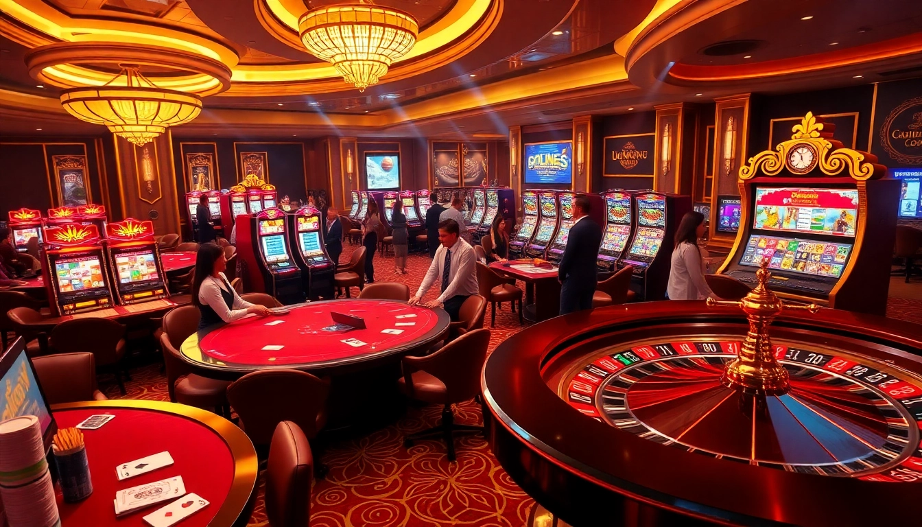 Experience the thrill of Luckywin gaming with vibrant tables and exciting slot machines.