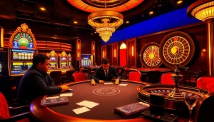 Experience thrilling gaming action with thabethome.com in a luxurious casino setting.