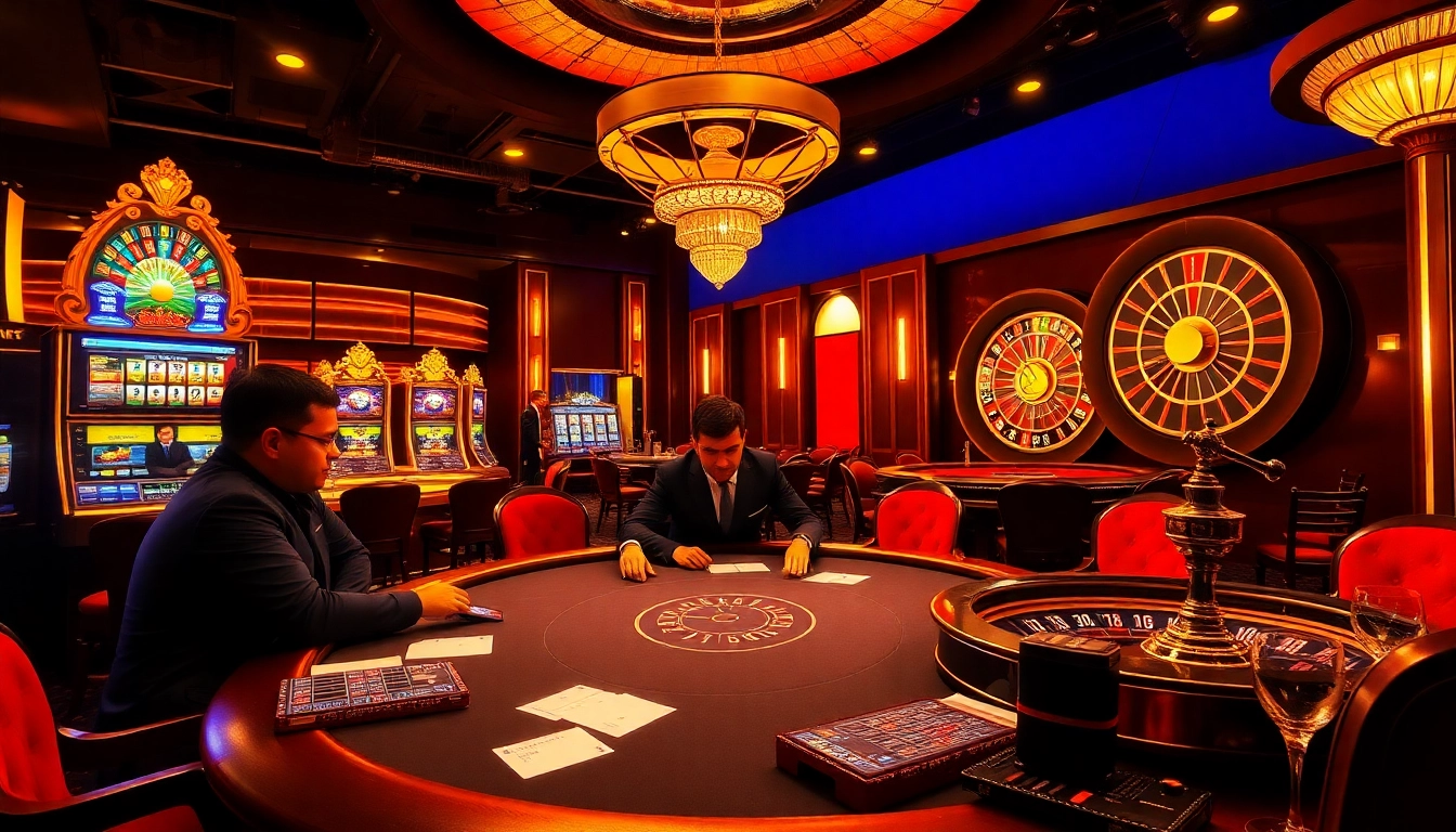 Experience thrilling gaming action with thabethome.com in a luxurious casino setting.