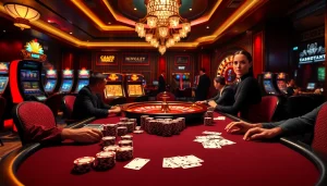 High-stakes poker action at https://wapt.co.com/ showcasing vibrant chips and electrifying casino atmosphere.