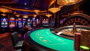 Players enjoying a thrilling game at the 39BET casino, highlighting luxury and excitement.