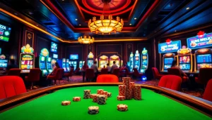 Players enjoying an exciting gambling experience at https://rr88.pizza/, featuring casino tables and activities.